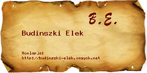 Budinszki Elek névjegykártya